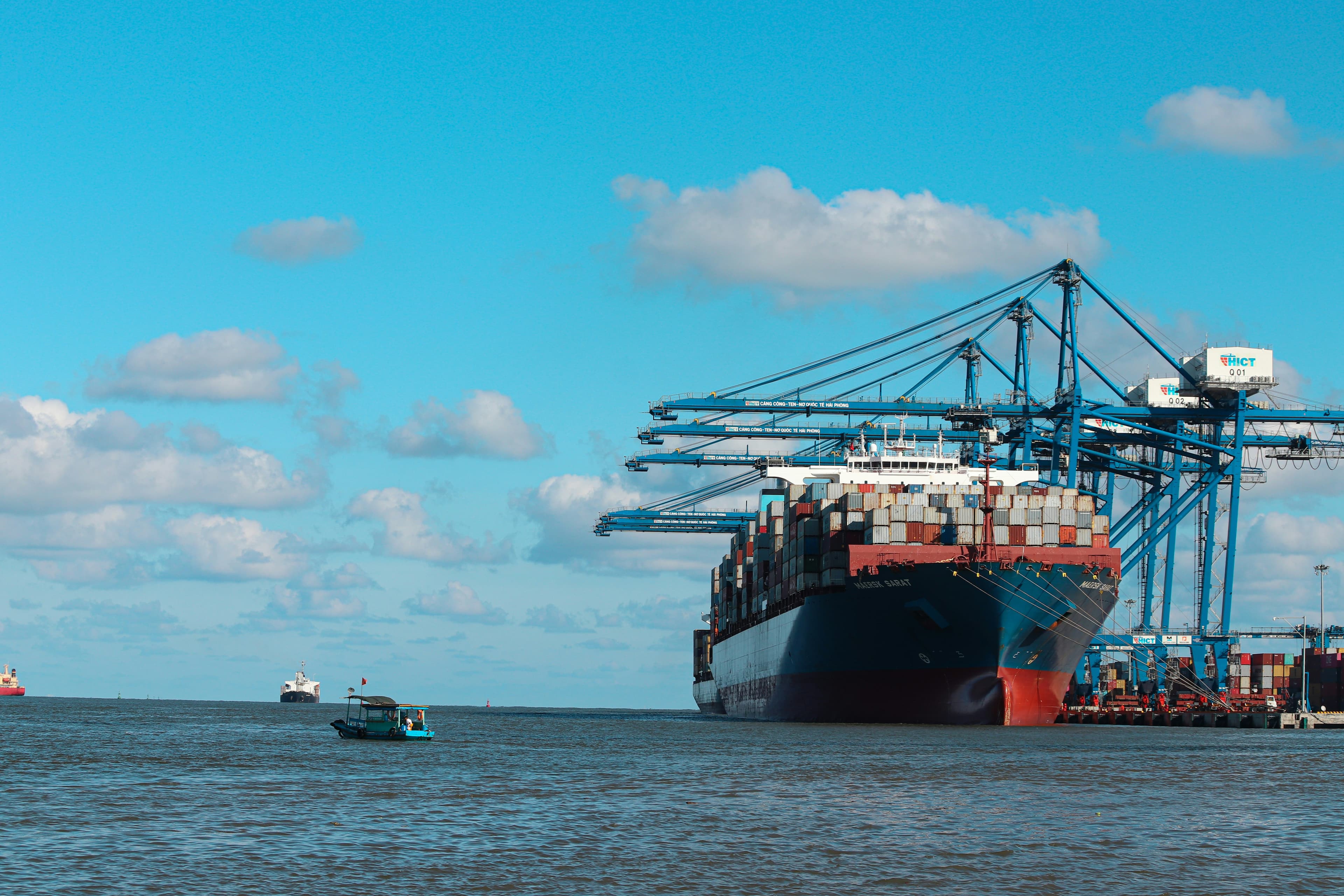 Container ship at a port terminal
